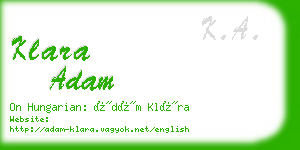 klara adam business card